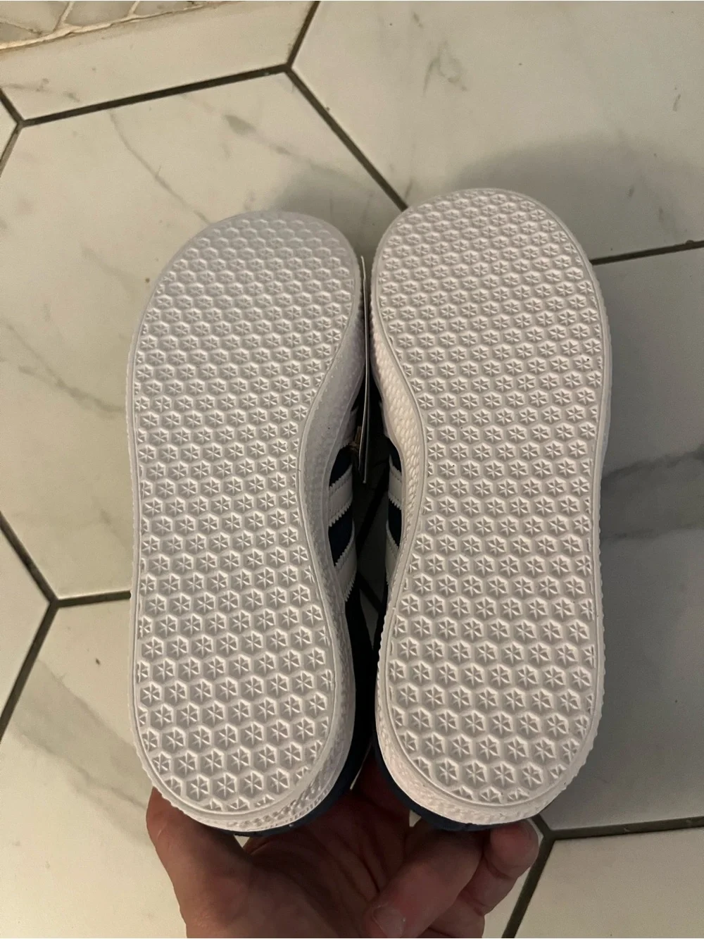 adidas kids Navy and White Suede Sneakers